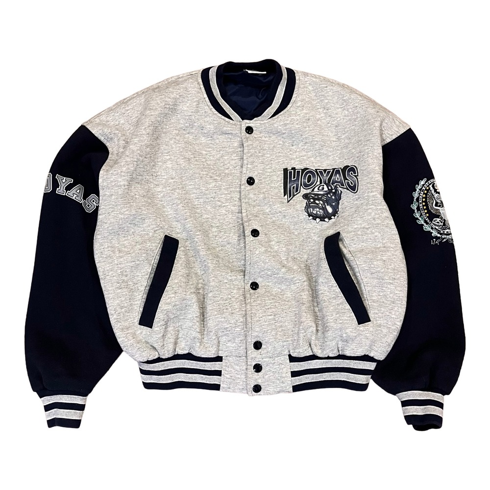 VTG Georgetown Hoyas Varsity Jacket Sweater Mens S Blue Bulldog NCAA Bulletin